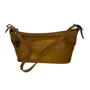 Tignanello Camel Soft Leather Handbag Zipper Closure and Pockets Shoulder Bag